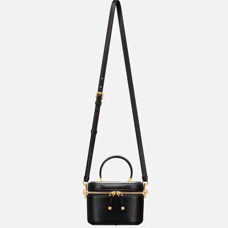 Cheap Black Dior Calfskin Vanity Small CD Case Signature 0615 Luxury